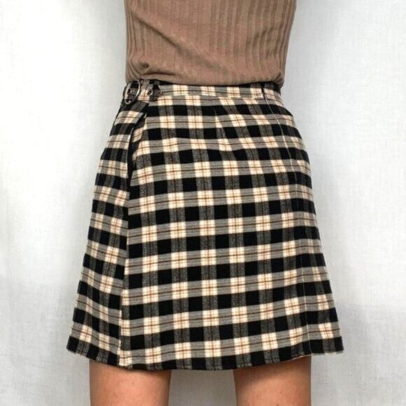 Hollister Clueless Preppy Academia Plaid High Rise 90s Wrap Skirt M - Picture 1 of 7
